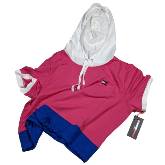 Tommy Hilfiger‎ short sleeve hooded crop top, PIP - Picture 1 of 10